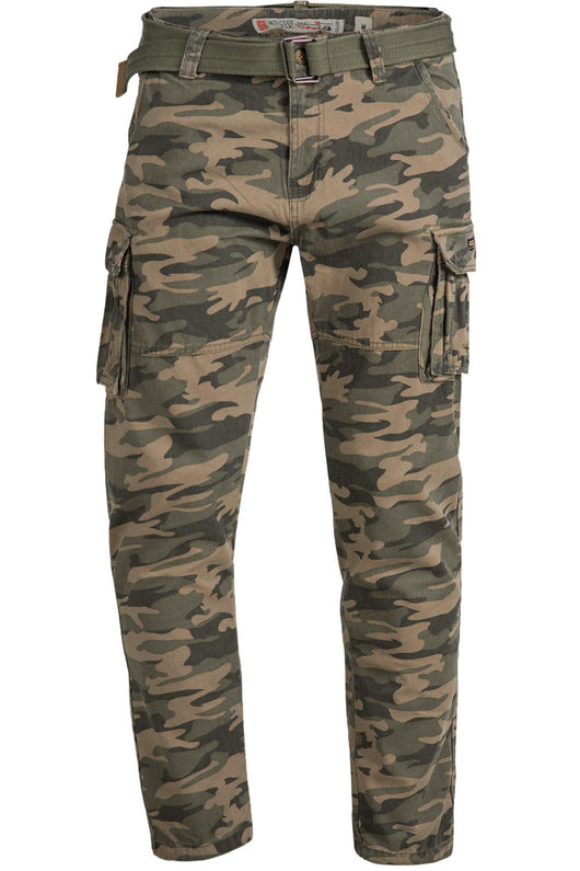 Indicode men's William cargo pants made of cotton with 7 pockets incl. belt