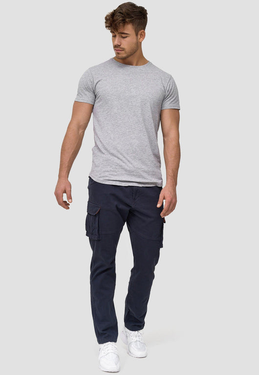 Indicode men's math cargo pants made of 98% cotton incl. belt