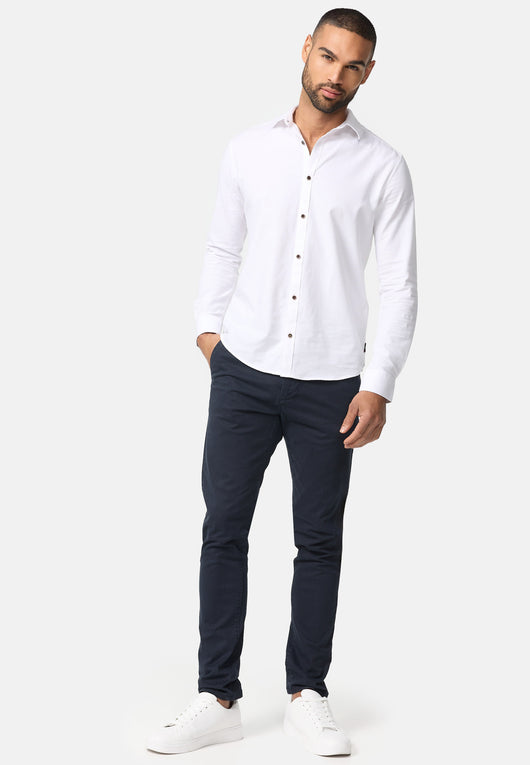 Indicode men's early chinos with 4 pockets incl. belt made of 98% cotton