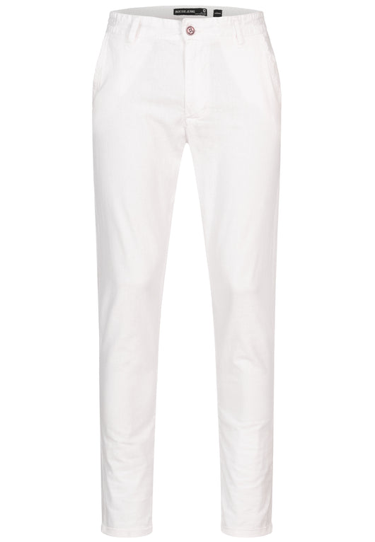 Indicode men's Haverfield trousers made of 55% linen & 45% cotton with 4 pockets incl. belt