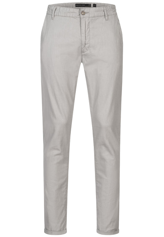 Indicode men's Haverfield trousers made of 55% linen & 45% cotton with 4 pockets incl. belt