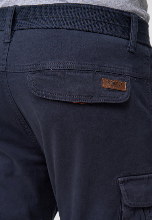 Indicode men's math cargo pants made of 98% cotton incl. belt