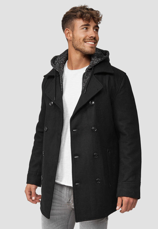 Indicode Men's Cliff short coat made from a high-quality wool blend with a stand-up collar