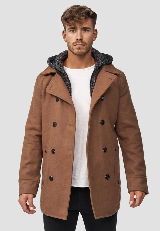 Indicode Men's Cliff short coat made from a high-quality wool blend with a stand-up collar