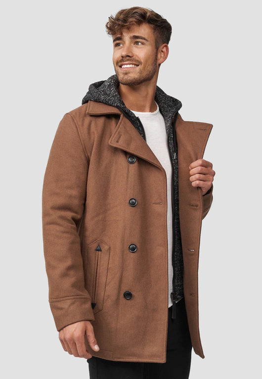 Indicode Men's Cliff short coat made from a high-quality wool blend with a stand-up collar