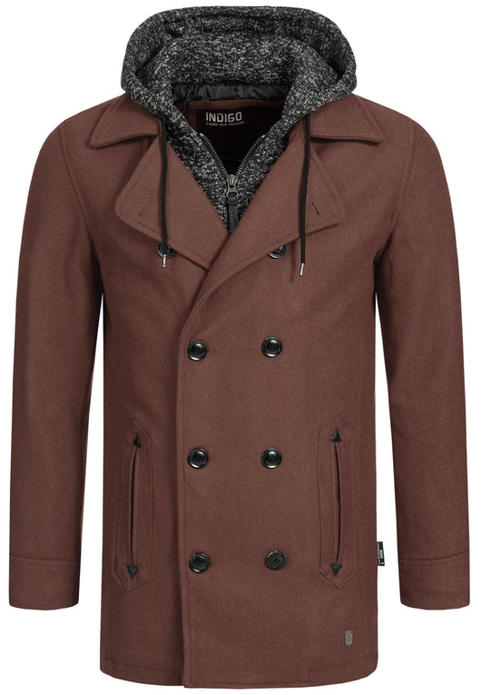 Indicode Men's Cliff short coat made from a high-quality wool blend with a stand-up collar