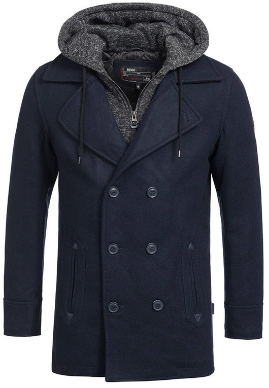 Indicode Men's Cliff short coat made from a high-quality wool blend with a stand-up collar