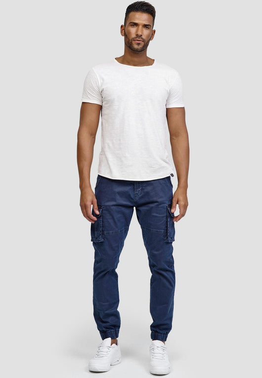 Indicode men's Kerr cargo pants made of 98% cotton incl. belt
