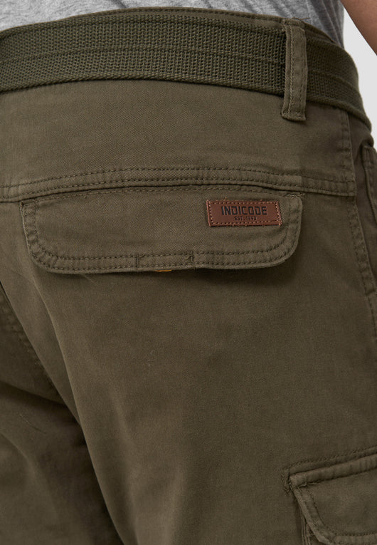Indicode men's math cargo pants made of 98% cotton incl. belt