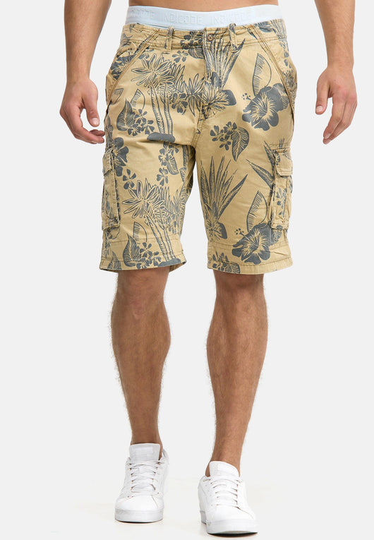 Indicode Men's Albert Cargo Shorts Hawaii with 6 pockets made of 100% cotton