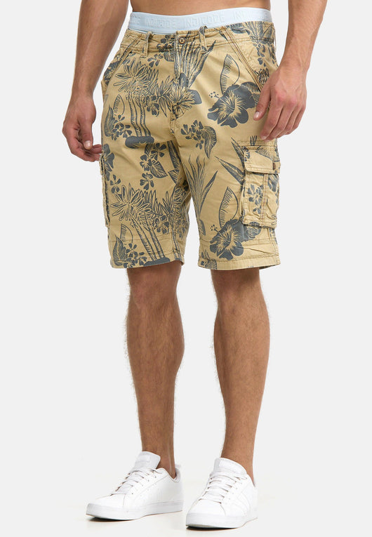 Indicode Men's Albert Cargo Shorts Hawaii with 6 pockets made of 100% cotton