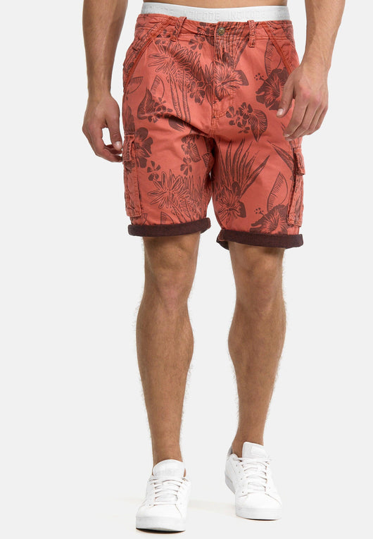 Indicode Men's Albert Cargo Shorts Hawaii with 6 pockets made of 100% cotton