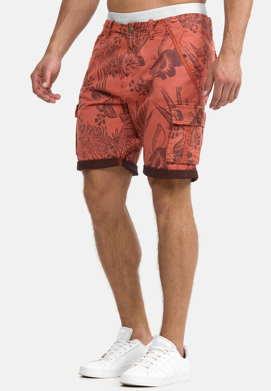 Indicode Men's Albert Cargo Shorts Hawaii with 6 pockets made of 100% cotton