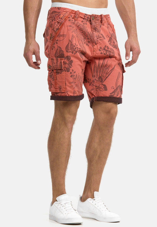 Indicode Men's Albert Cargo Shorts Hawaii with 6 pockets made of 100% cotton
