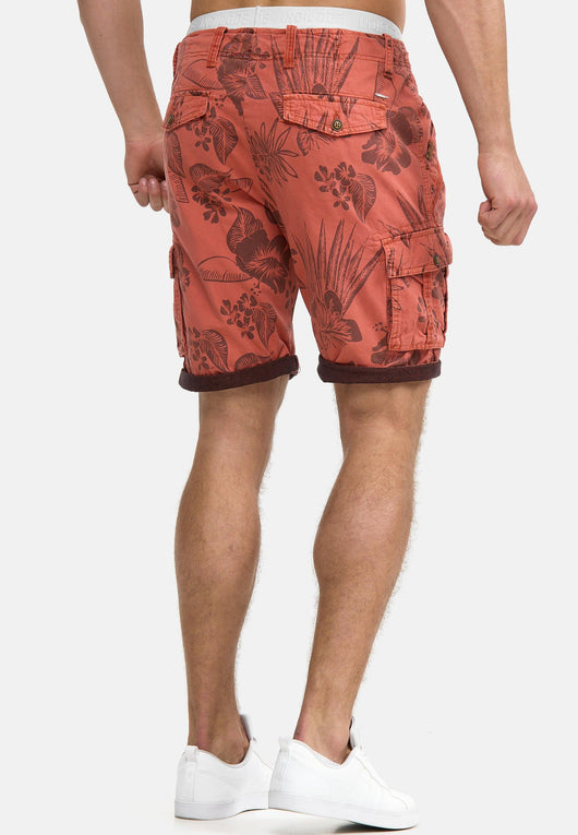 Indicode Men's Albert Cargo Shorts Hawaii with 6 pockets made of 100% cotton