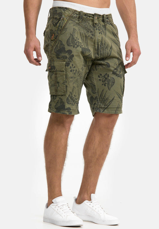 Indicode Men's Albert Cargo Shorts Hawaii with 6 pockets made of 100% cotton