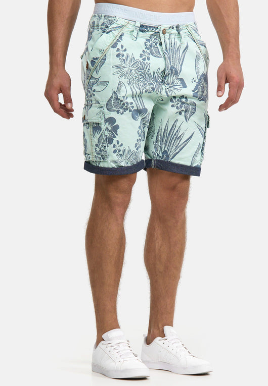 Indicode Men's Albert Cargo Shorts Hawaii with 6 pockets made of 100% cotton