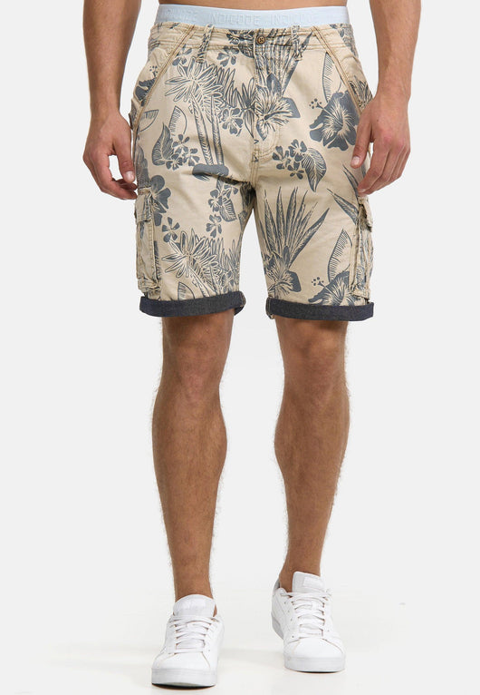 Indicode Men's Albert Cargo Shorts Hawaii with 6 pockets made of 100% cotton