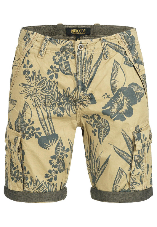 Indicode Men's Albert Cargo Shorts Hawaii with 6 pockets made of 100% cotton
