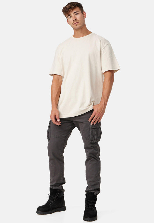 Indicode men's William cargo pants made of cotton with 7 pockets incl. belt