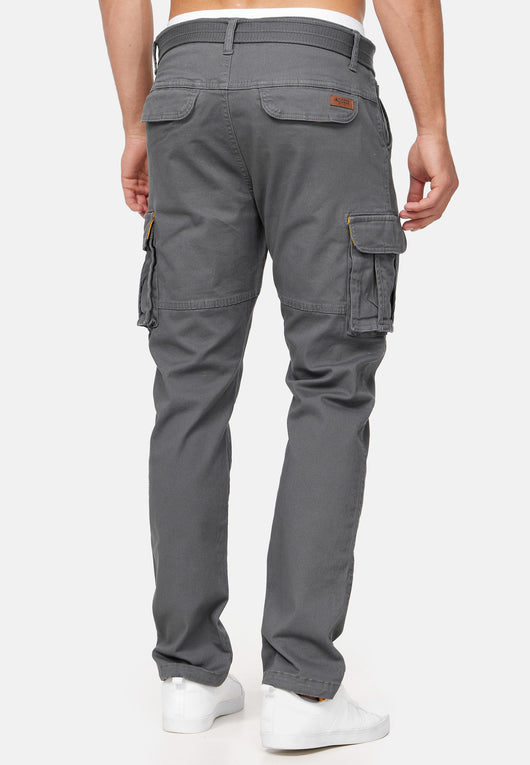 Indicode men's math cargo pants made of 98% cotton incl. belt