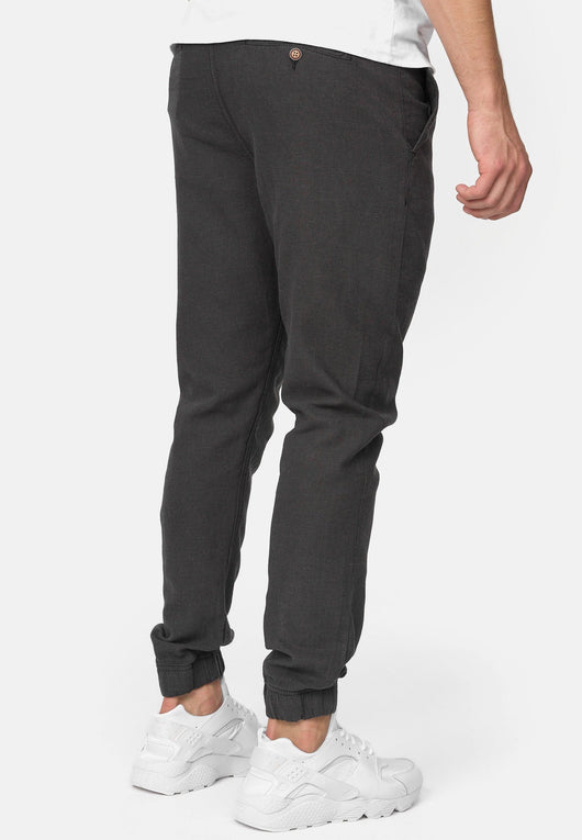 Indicode men's Blnda trousers made of 55% linen and 45% cotton with 4 pockets