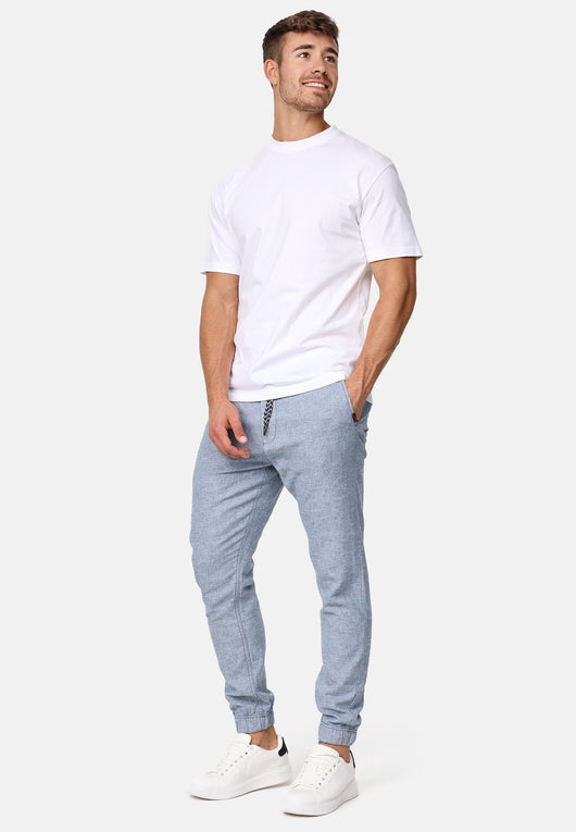 Indicode men's Blnda trousers made of 55% linen and 45% cotton with 4 pockets