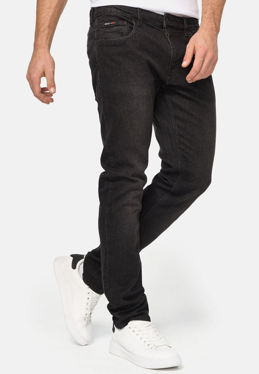 Indicode men's Texas denim pants made from a cotton blend with stretch content