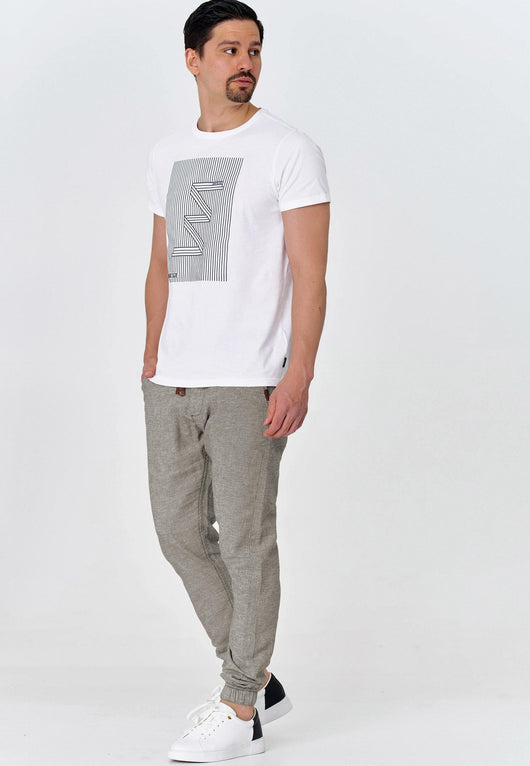 Indicode men's Blnda trousers made of 55% linen and 45% cotton with 4 pockets