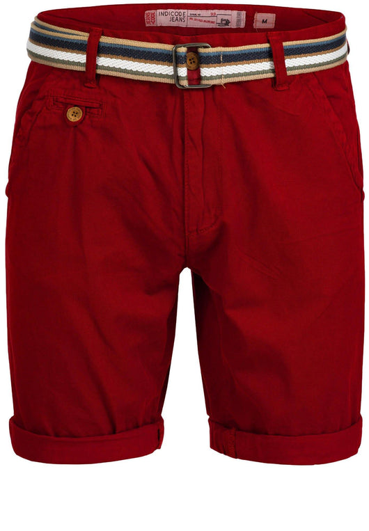 Indicode Men's Cuba Chino Shorts with 5 pockets incl. belt made of 100% cotton