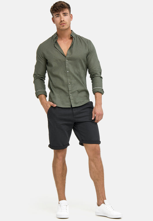 Indicode Men's Cuba Chino Shorts with 5 pockets incl. belt made of 100% cotton